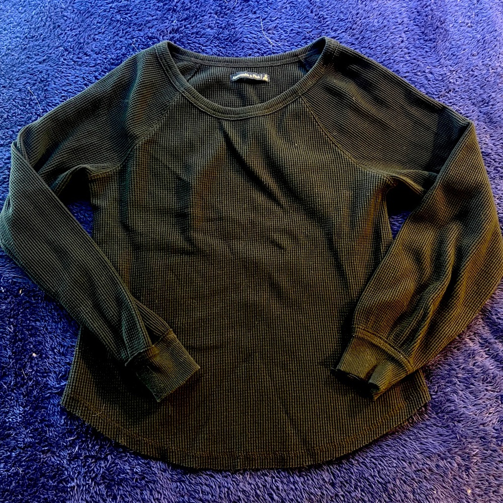 Abercrombie black waffle long sleeve top